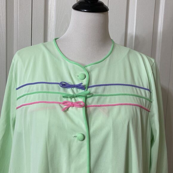 Vintage 2 Pc Lorraine Green Nylon Babydoll Nightgown and Robe Peignoir - Picture 12 of 16
